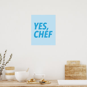 Poster Oui, Chef Blue Art Print