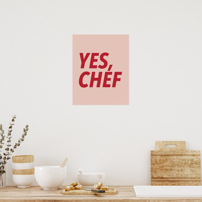 Poster Oui, Chef Red Art Print (Cuisine)