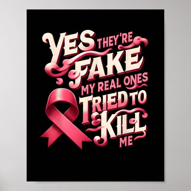 Poster Oui, ils sont faux Mes vrais fils rose Ribbon Brea (Devant)