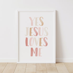 Poster Oui Jésus M'Aime Pink Girl Décor