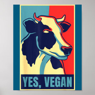 Poster Oui végane vache Obama espoir style à base de plan