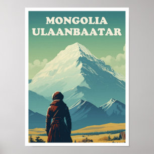 Poster Oulan-Bator Mongolie Vintage voyage Illustration