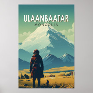 Poster Oulan-Bator Mongolie Voyage Art Vintage