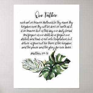 Poster Our Father Lords Prayer, Scripture Art