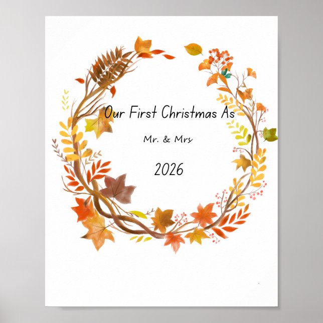 Poster Our First Christmas Mr & Mrs 2026 Engagement Gift (Devant)