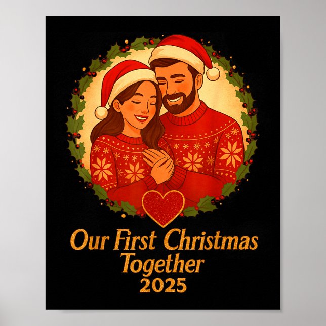Poster Our First Christmas Together 2025 Matching Couple  (Devant)