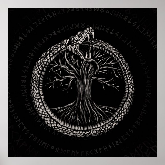 Poster Ouroboros avec arbre de vie (Devant)