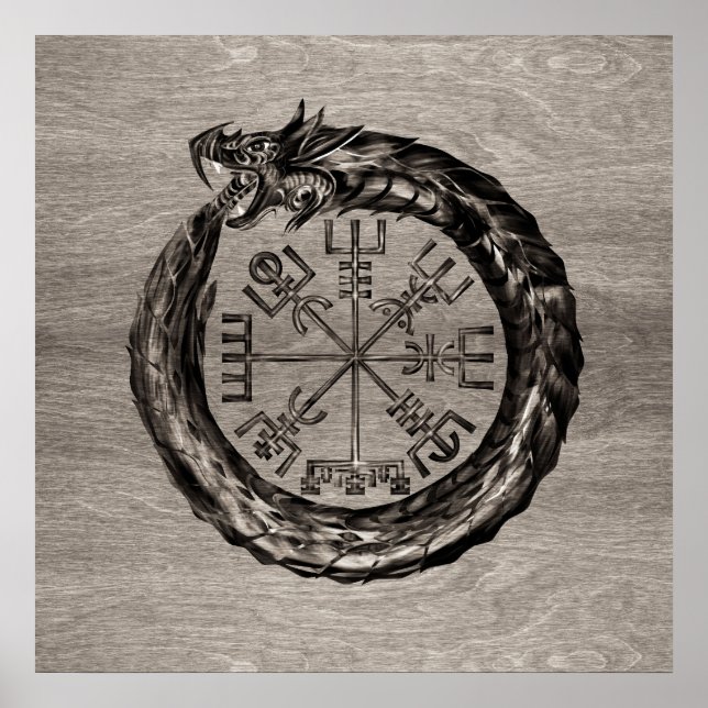Poster Ouroboros avec Vegvisir (Devant)
