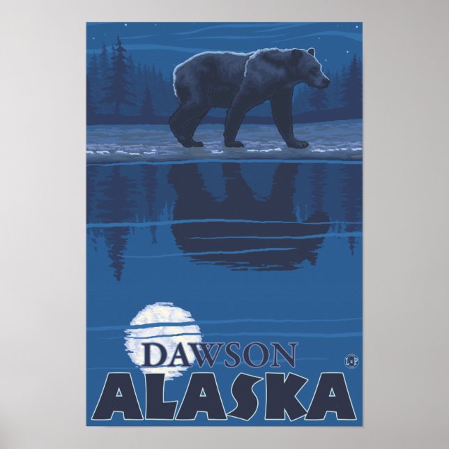 Poster Ours au clair de lune - Dawson, Alaska (Devant)