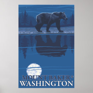 Poster Ours au clair de lune - Mount Baker, Washington