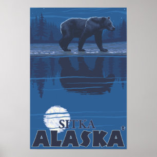 Poster Ours au clair de lune - Sitka, Alaska