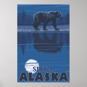 Poster Ours au clair de lune - Sitka, Alaska