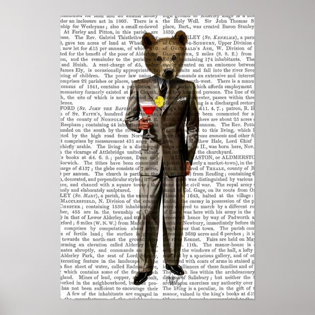 Poster Ours avec Cocktail (Devant)