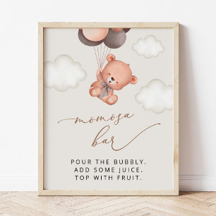 Poster ours bébé, ours en peluche, ballons Brown, bar Mom