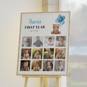 Poster Ours bleu Teddy Anniversaire Photo Jalon Signal