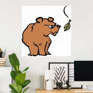 Poster Ours Brown avec chute de la feuille d'automne joli