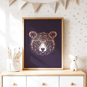 Poster Ours Brown   Imprimer le mur d'animaux forestiers
