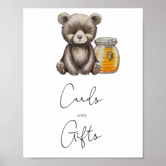 Poster Ours - cartes et cadeaux baby shower (Devant)