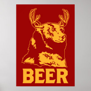 Poster Ours + Cerf = Bière