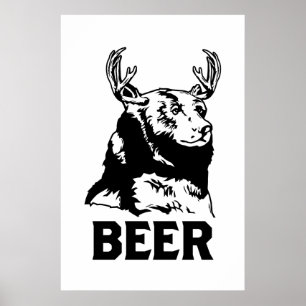 Poster Ours + Cerf = Bière