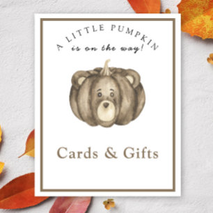 Poster Ours citrouille - cartes et cadeaux baby shower