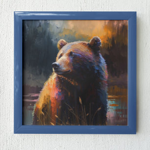 Poster Ours coloré Abstrait peinture Cabane Art