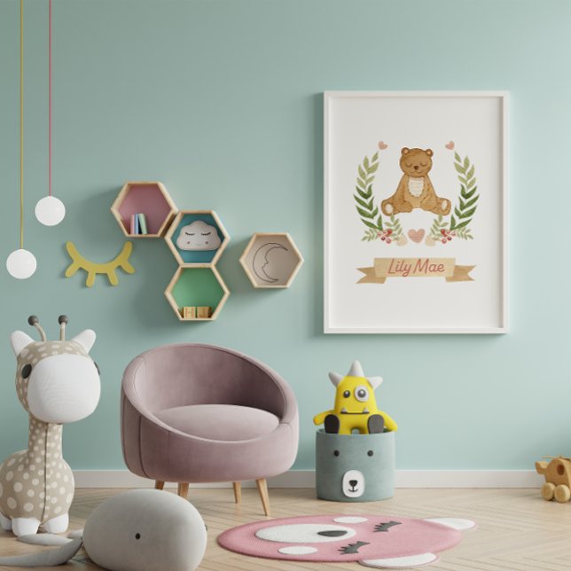 Poster Ours couchage mignon Enfants Nourriture Mur Art Dé (Créateur téléchargé)