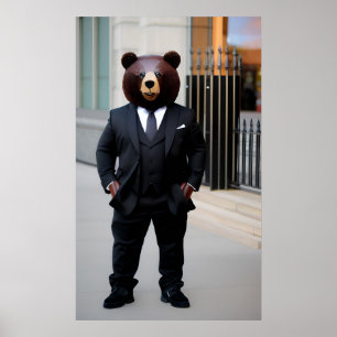 Poster Ours d'affaires en costume