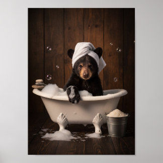Poster Ours dans la baignoire