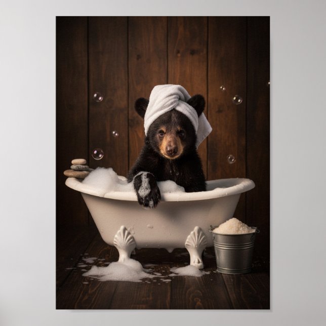 Poster Ours dans la baignoire (Devant)