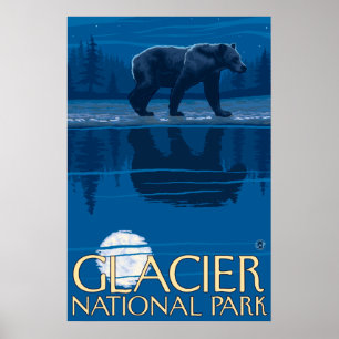 Poster Ours dans le clair de lune - parc national de