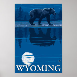 Poster Ours dans le clair de lune - Wyoming
