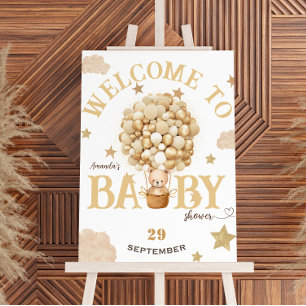 Poster Ours dans le panier Bienvenue pour la baby shower