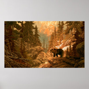 Poster Ours dans les montagnes Rocheuses, brun, animal, g