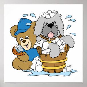 Poster Ours de bain chien