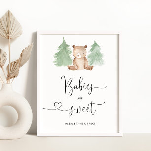 Poster Ours de bois Les bébés sont doux prendre un plaisi