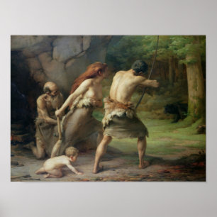Poster Ours de chasse préhistoriques, 1832