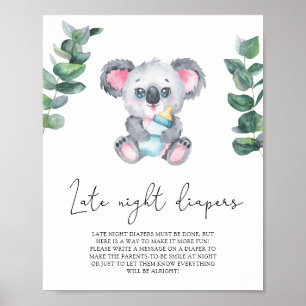 Poster Ours de Koala - Late nuit couches jeu