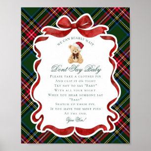 Poster Ours de Noël à carreaux tartan Ne dites pas au béb