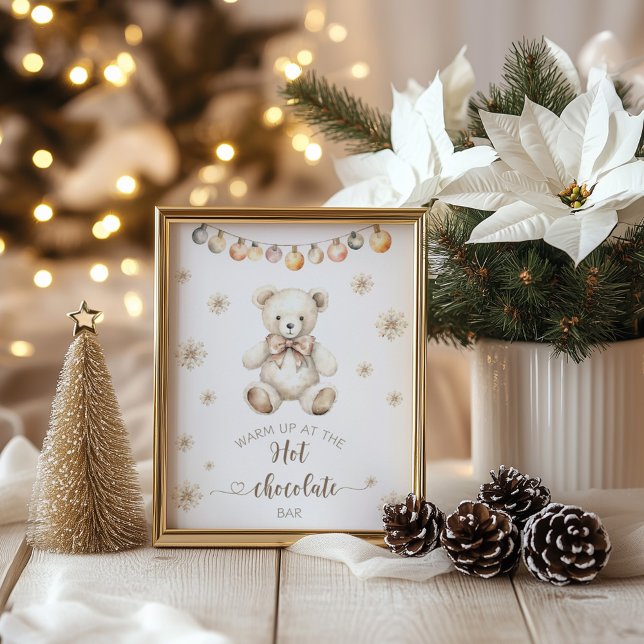 Poster Ours de Noël Réchauffez-vous à la barre de chocola (Créateur téléchargé)