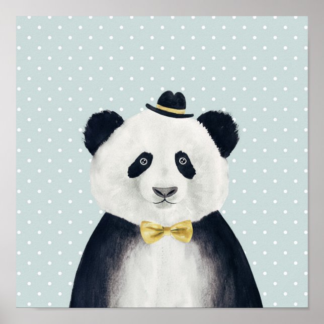 Poster Ours de panda aquarelle (Devant)