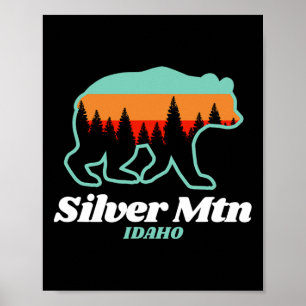 Poster Ours De Snowboard De La Montagne D'Argent Idaho