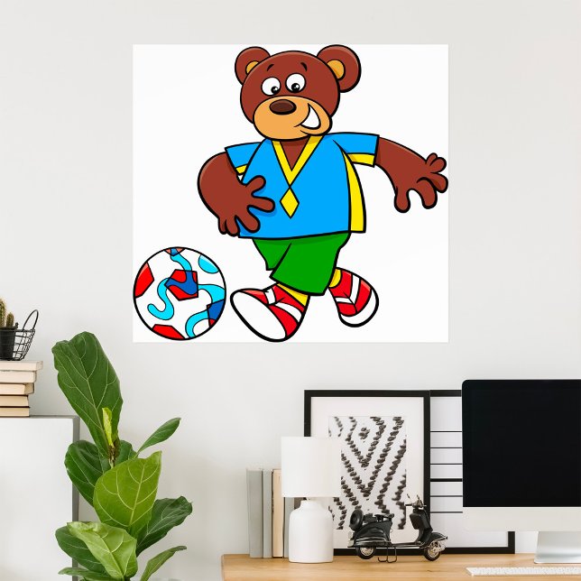Poster Ours de soccer jouant au football en tenue sportiv (Créateur téléchargé)