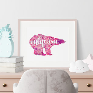 Poster Ours d'hiver rose de Californie