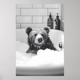 Poster Ours drôle dans une photographie de baignoire Sall