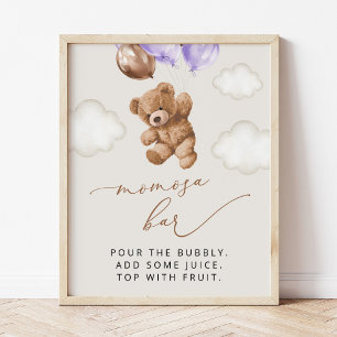 Poster Ours En Feux, Ours Bébé, Ballons Violets, Bar Momo