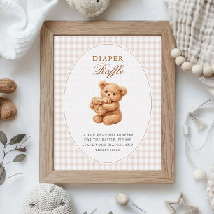 Poster Ours en gingembre marron papier pour Baby Shower N