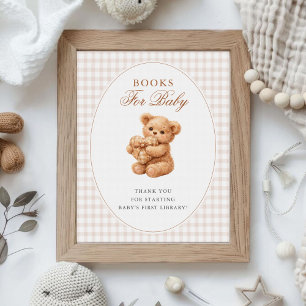 Poster Ours en gingembre marron papier pour Baby Shower N