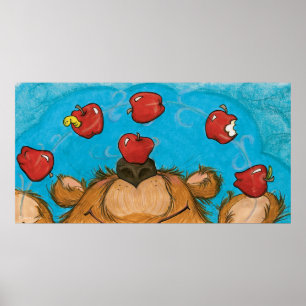 Poster Ours en jonglage Apple / Artiste de l'affiche Impr