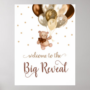 Poster Ours en peluche à peine attendre Bienvenue révélat